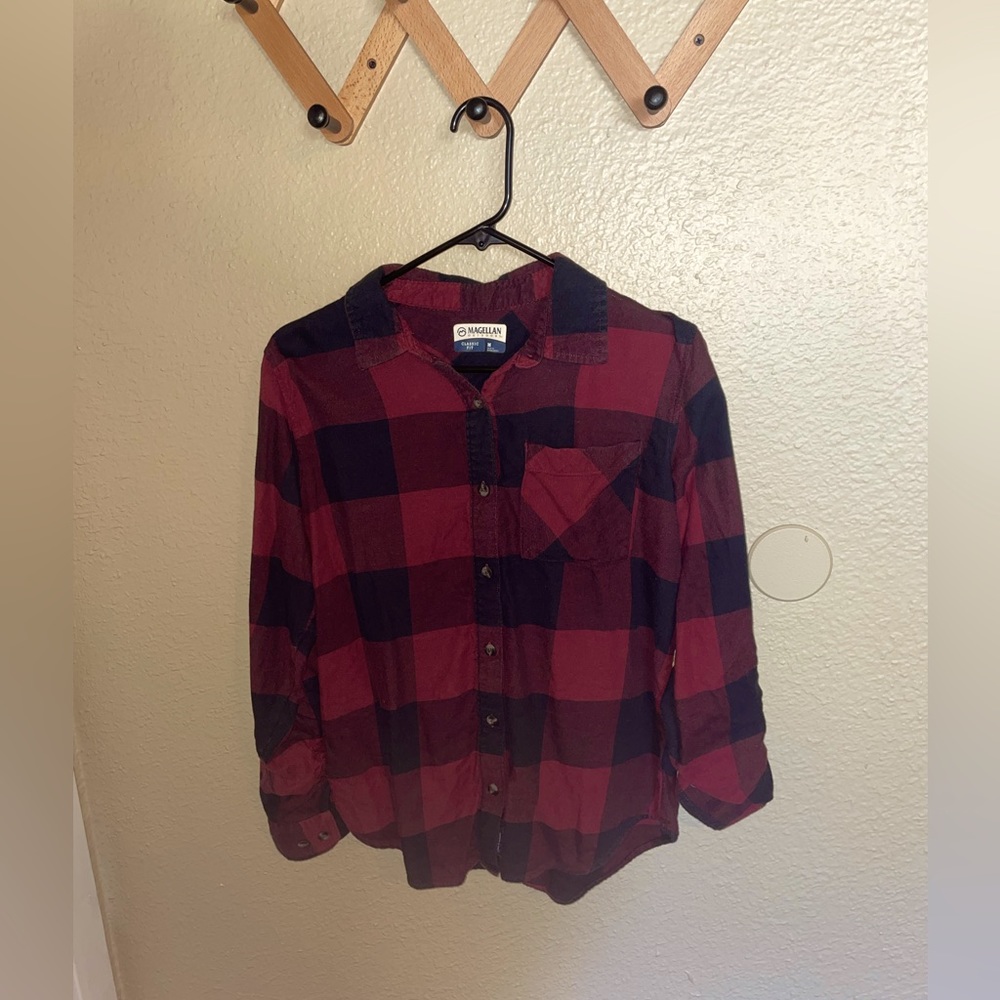 Magellan Women’s Red Plaid Flannel Button Down - Medium